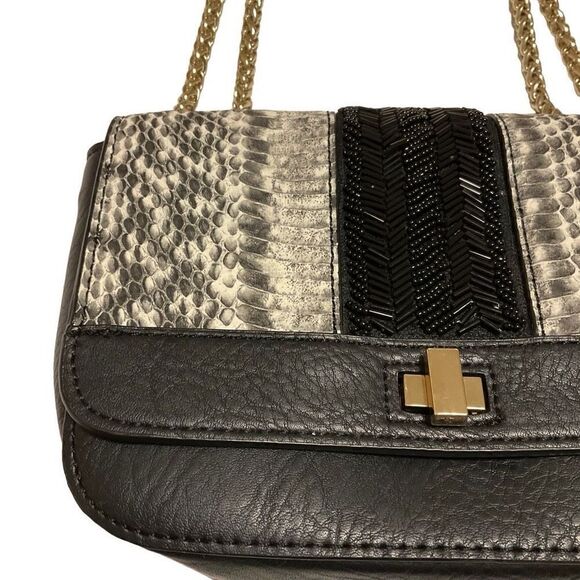 INC Marlin Chain Strap Shoulder Bag. Snakeskin and beaded detail. - Picture 6 of 11